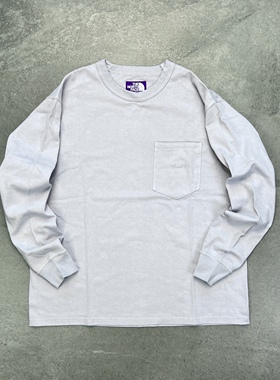 现货 日本紫标 8oz L/S Pocket 25AW紫标北面天竺棉长袖T恤
