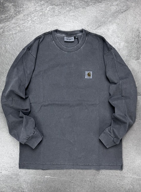 现货 Carhartt WIP Vista T-Shirt卡哈特水洗做旧重磅LOGO长袖T恤