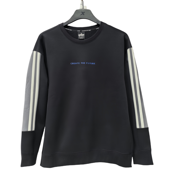 特步加绒卫衣男冬季新款宽松撞色套头衫圆领上衣977429920302