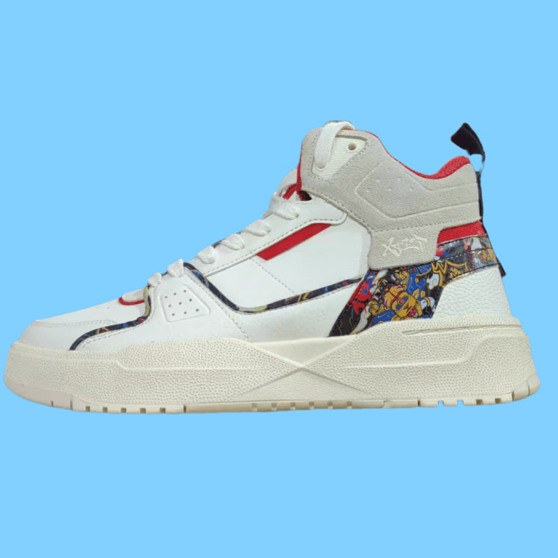 特步拼色系带男子板鞋