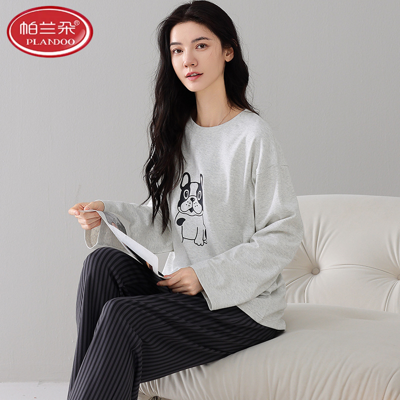 帕兰朵睡衣女款春秋季纯棉拉架长袖爽棉薄少女秋冬家居服2025新款