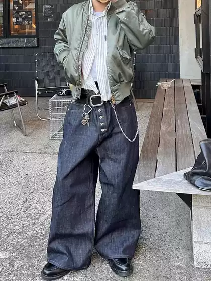 High-End No Faith Studios Japan Limited Edition Red Edge Denim Original Cowhide Curved Knife Straight Jeans