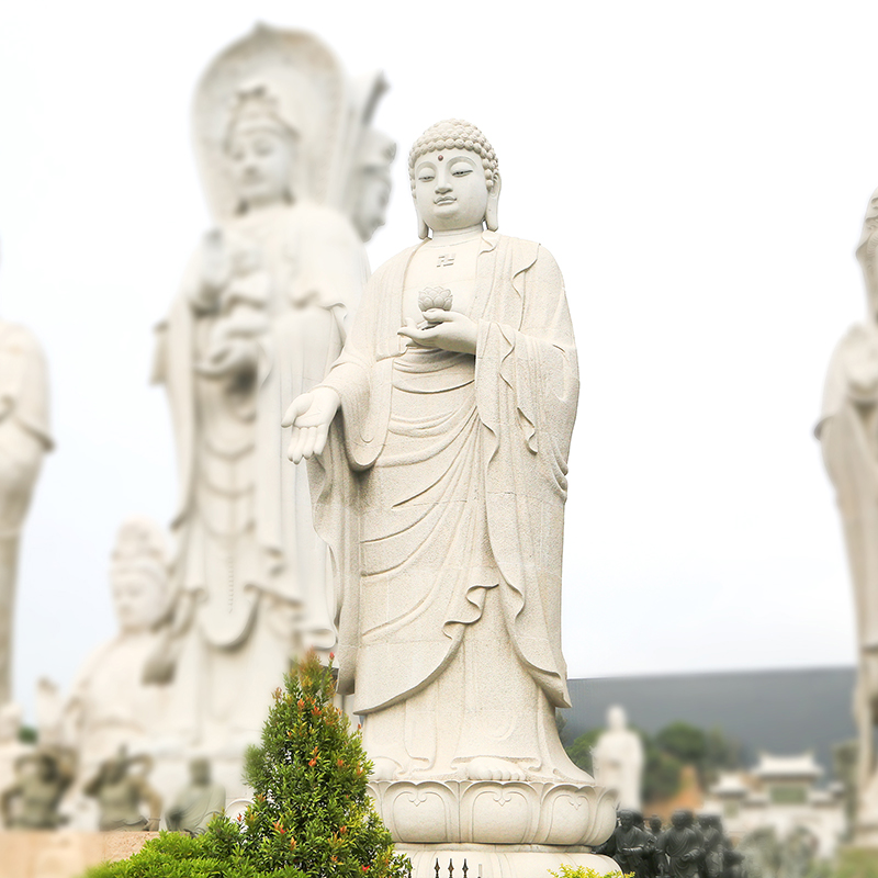 老匠人石雕释迦牟尼佛像花岗岩寺庙寺院供奉户外阿弥陀佛像大型如