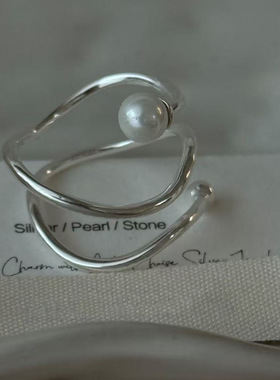 ins珍珠戒指食指戒小众设计感指环独特简约气质高级感手饰女现货