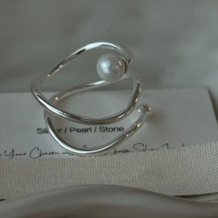 ins珍珠戒指食指戒小众设计感指环独特简约气质高级感手饰女现货