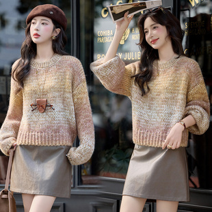 韩系休闲毛衣女秋冬新款好看设计感小众宽松针织衫显瘦上衣慵懒风