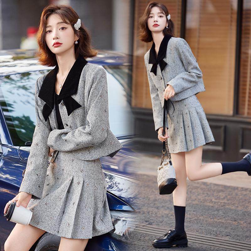 小香风名媛一整套装女2025年春秋新款复古法式名媛上衣百褶半身裙,女装/女士精品,时尚套装,淘宝优惠券,粉丝福利购,淘宝优惠卷