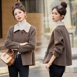 爆款红色双面毛呢外套女短款秋冬2025新款减龄羊毛呢子大衣小个子