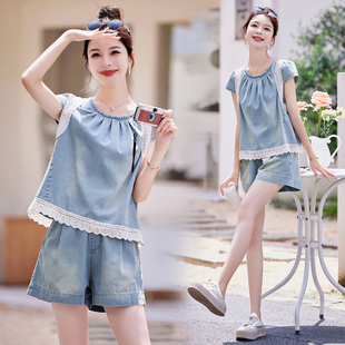 牛仔套装女小个子2025夏季新款网红高级感气质短裤两件套休闲减龄