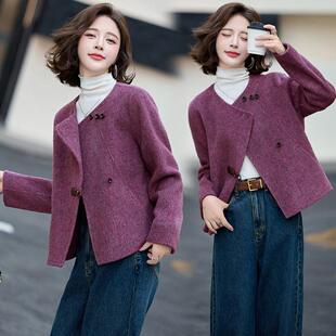 秋冬季小个子双面羊毛大衣女款2025新款短款开春女士毛呢外套呢子