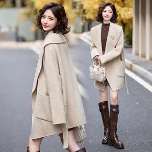 双面羊绒大衣女2025秋冬新款收腰显瘦中长款高端小个子羊毛呢外套