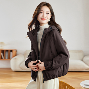 棉服上衣女款 休闲派克服夹棉外套女秋冬2025新款 宽松连帽加厚短款