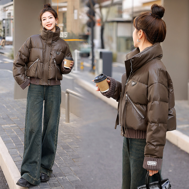 欧货pu皮羽绒服女2025新款冬季时尚洋气短款小个子加厚超好看外套