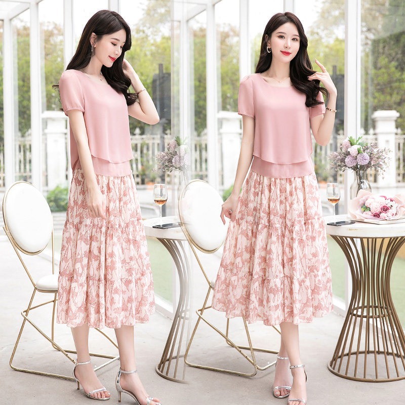 雪纺碎花裙两件套女2025夏季新款显高减龄显瘦洋气套装短袖小香风,女装/女士精品,时尚套装,淘宝优惠券,粉丝福利购,淘宝优惠卷