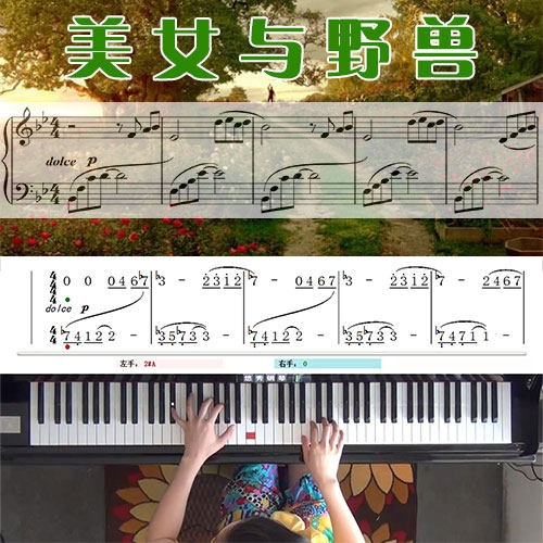 美女与野兽 五线谱简谱钢琴教学课程 悠秀