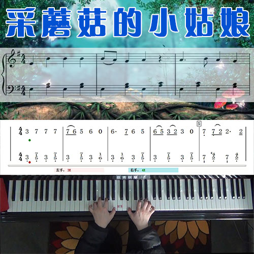 采蘑菇的小姑娘五线谱简谱钢琴教学课程 悠秀