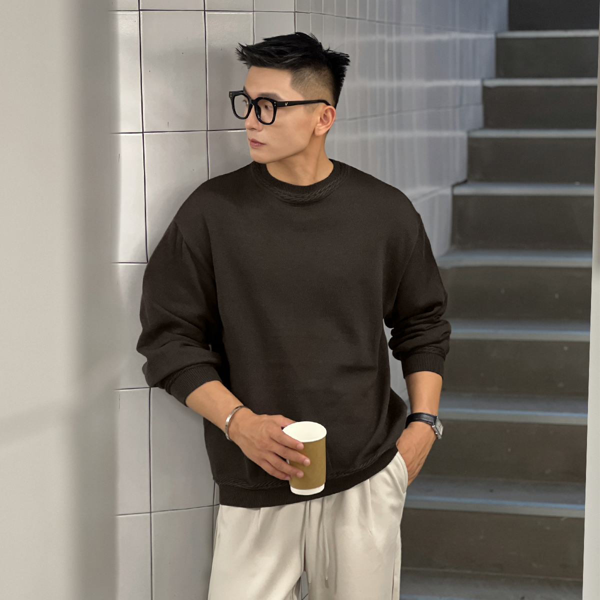 NO22WEAR秋冬季速热羊毛针织衫高级感保暖毛衣男士内搭打底衫上衣