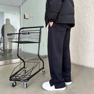 垂感卫裤 二十二号穿搭 加绒加厚休闲直筒裤 冬季 cleanfit开叉裤