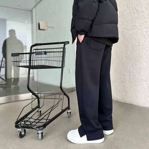 二十二号穿搭【cleanfit开叉裤】冬季加绒加厚休闲直筒裤垂感卫裤