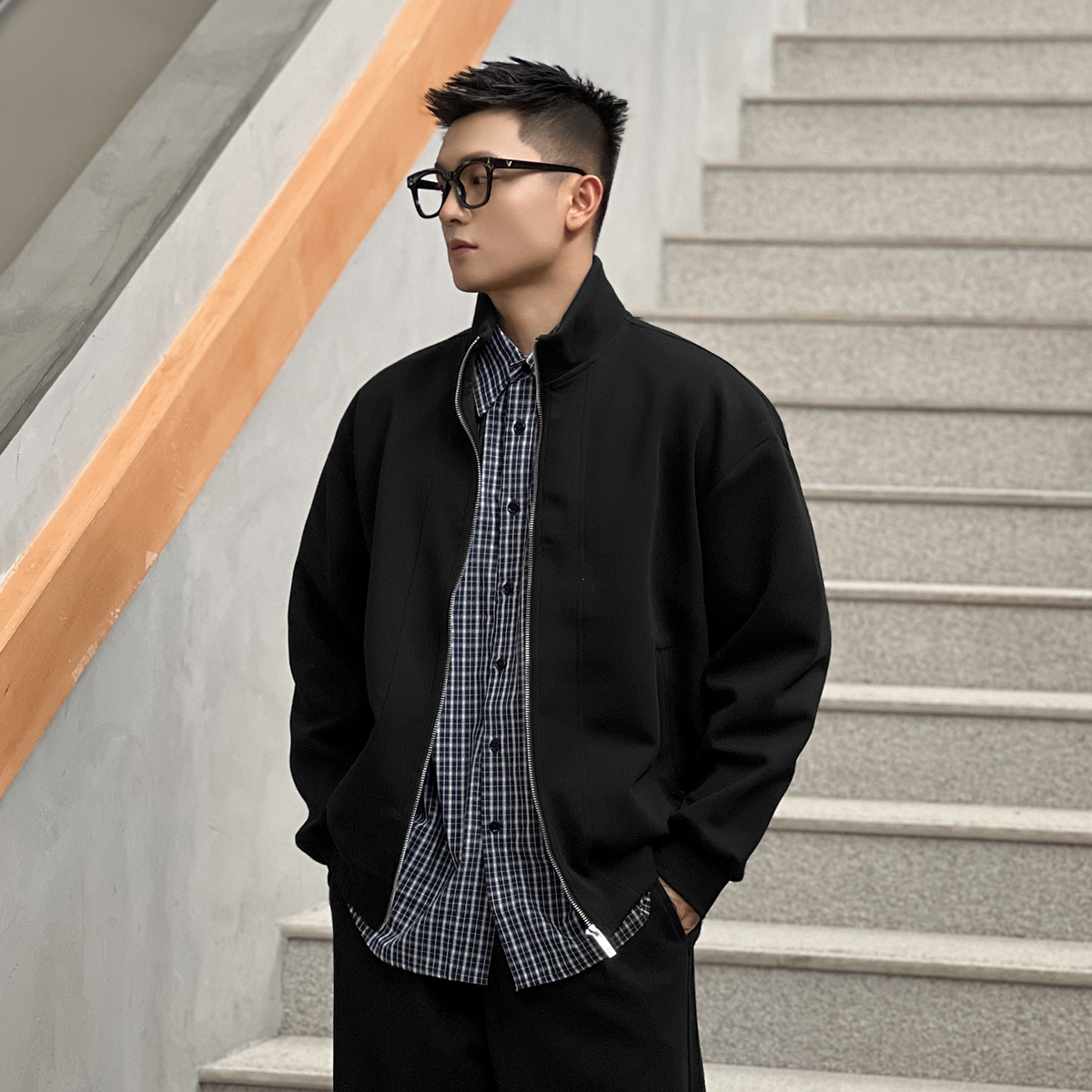 二十二号穿搭百搭休闲款高级感太空棉拉链保暖夹克外套男宽松上衣