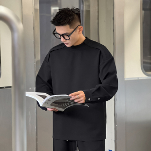 显肩宽男装 二十二号穿搭空气层男士 卫衣设计款 高级感长袖 上衣 秋季