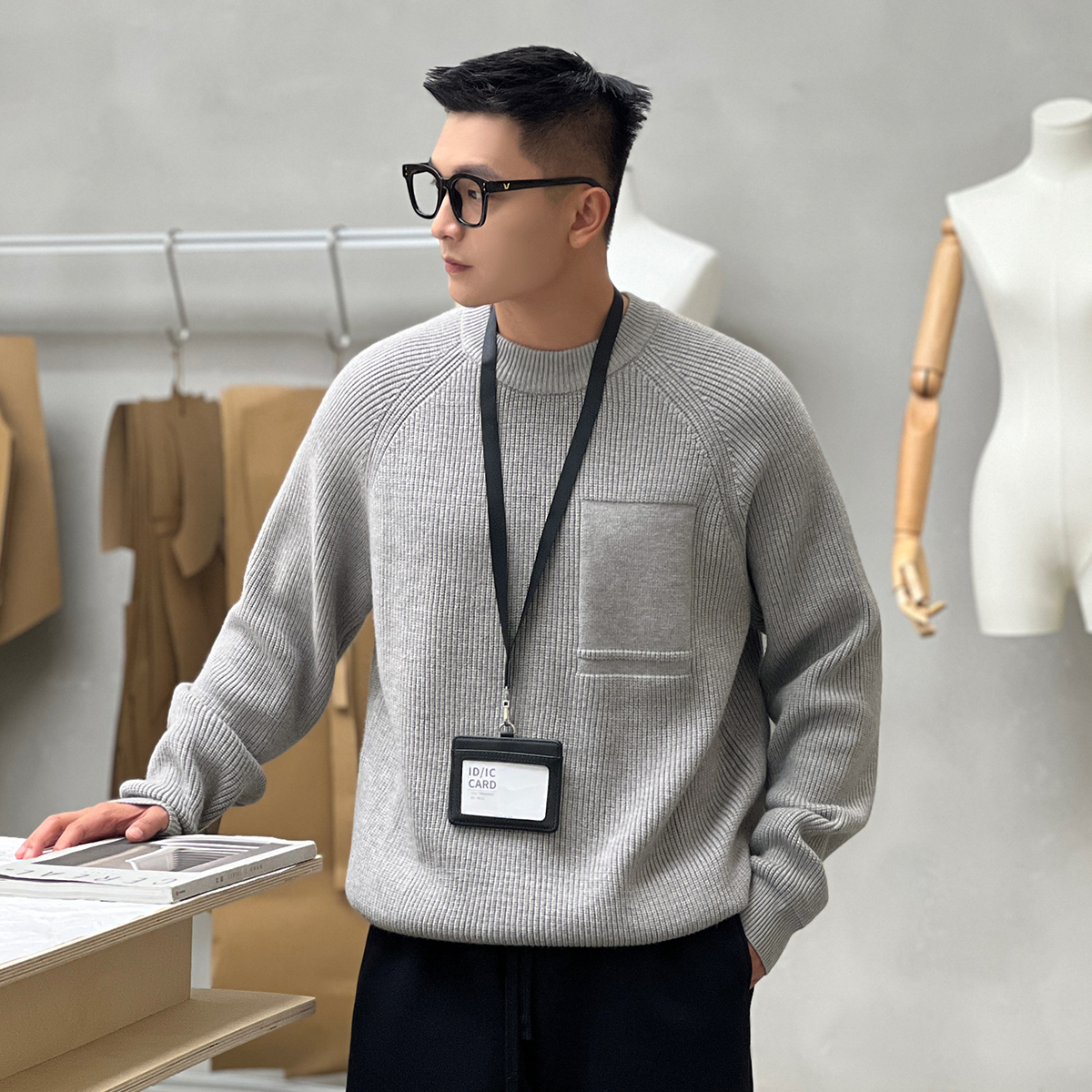 二十二号穿搭秋冬季男士保暖针织衫高级感宽松加厚舒适慵懒风毛衣