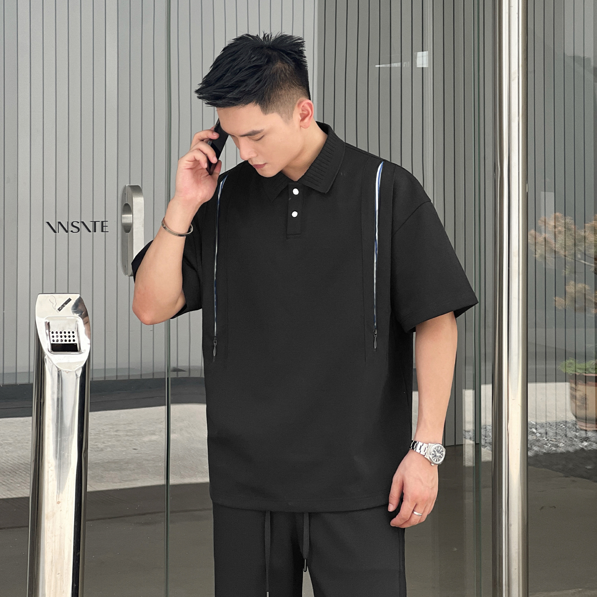 22号穿搭【优雅贵公子】夏季高级感男士polo衫小众设计款拉链短袖