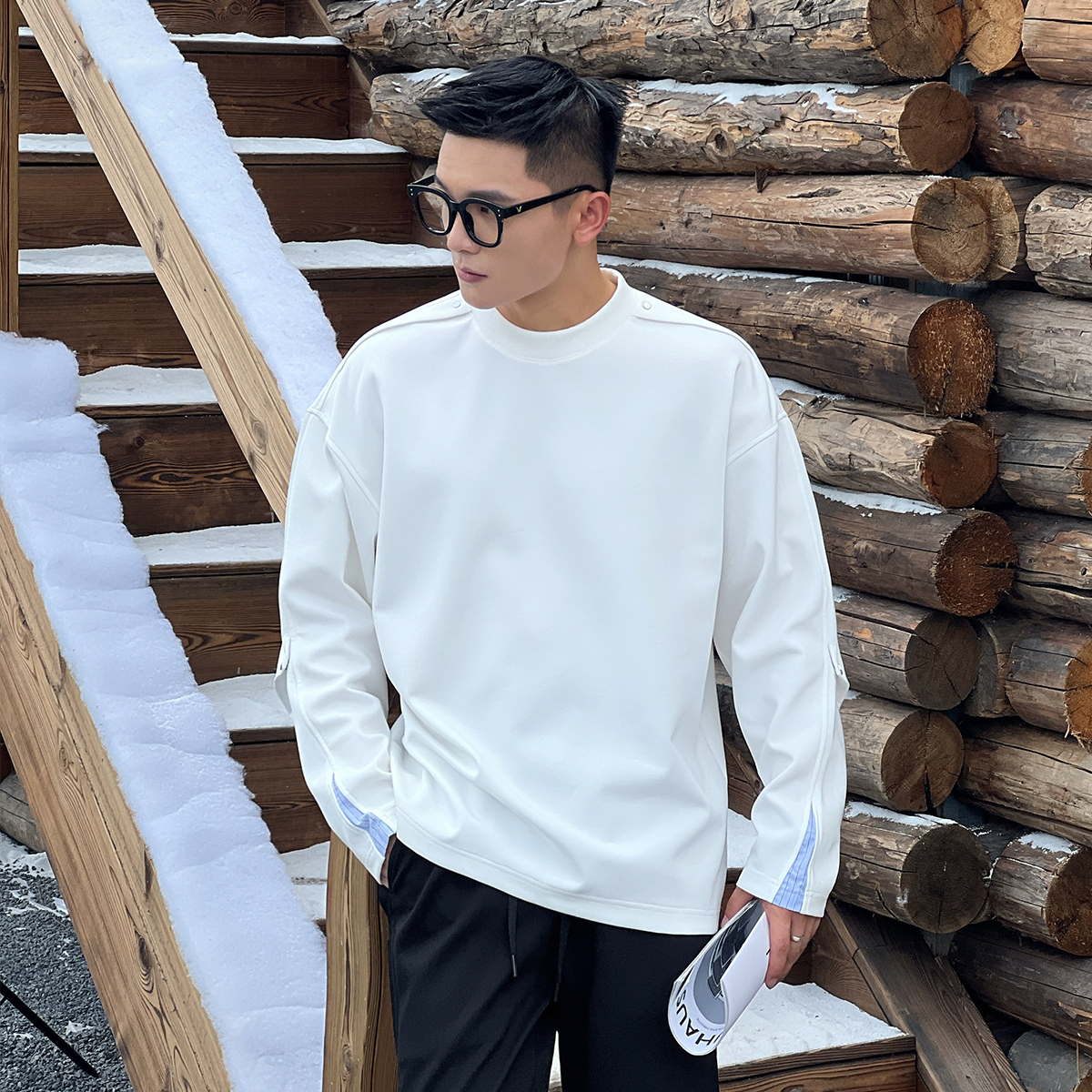NO22WEAR小众设计款长袖T恤cleanfit高级感卫衣男士秋季套头上衣