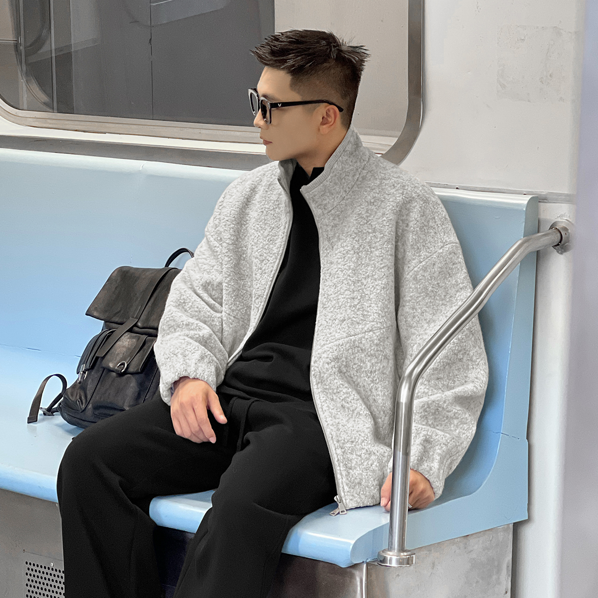 二十二号穿搭重磅立领羊毛呢加厚保暖百搭夹克男士慵懒风呢子外套