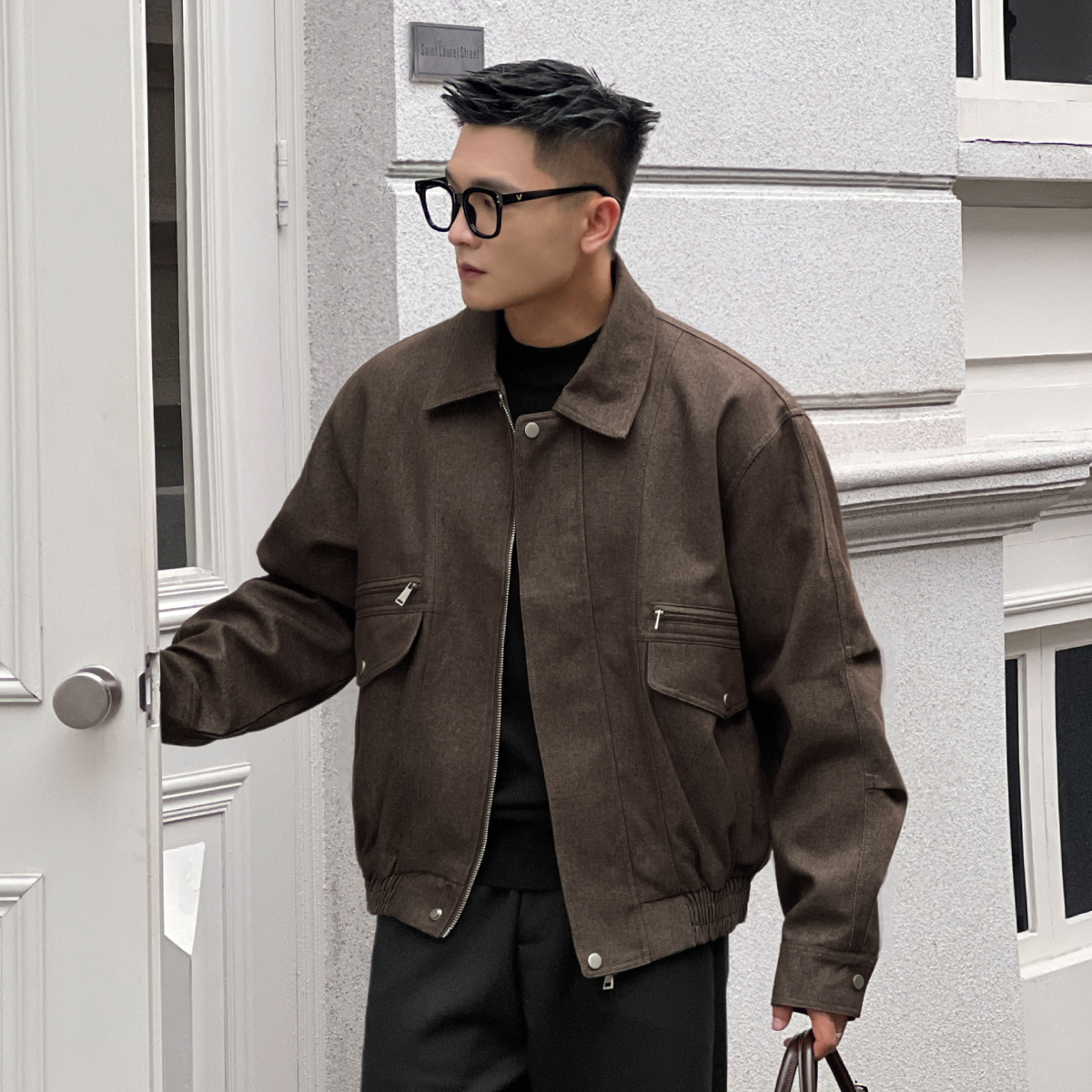 二十二号穿搭硬核立体轮廓高级感弯刀袖加厚外套男秋冬季保暖夹克