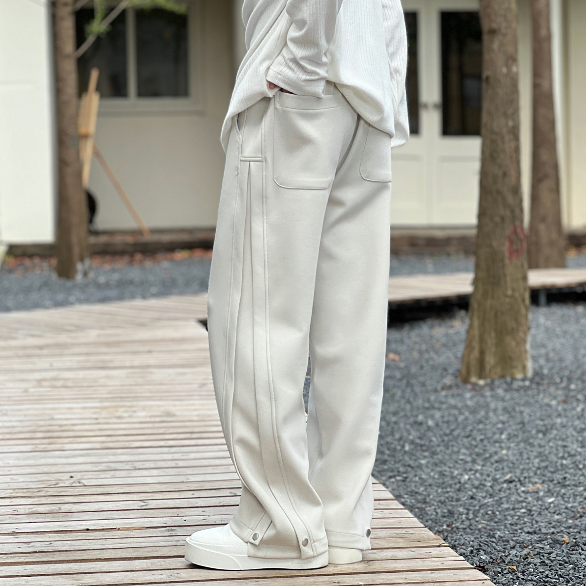 NO22WEAR秋季男士休闲裤高级感百搭直筒长裤小众剪裁设计师款裤子