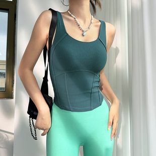 中长款运动内衣鱼骨支撑聚拢遮副乳外穿健身内衣瑜伽背心紧身训练