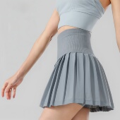 高弹力加宽腰头收腹运动短裙防走光跑步裙裤 防走光器械训练百褶裙