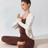 透气百搭 瑜伽服器械训练披肩宽松休闲运动开衫 女秋冬健身罩衫 长袖