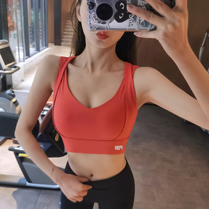 固定胸垫运动内衣中高强度减震跑步健身文胸性感低领瑜伽背心搭扣