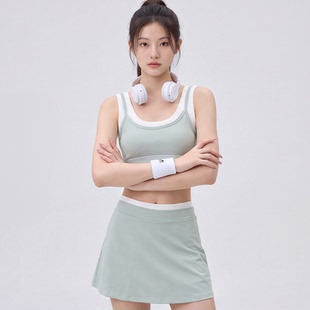 女子健身两件套器械健身套装减震运动内衣防走光A字短裙吸汗透气
