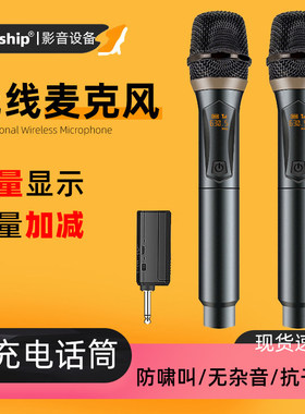无线U段话筒一拖二大音量家用户外音响舞台大音量K歌充电麦克风