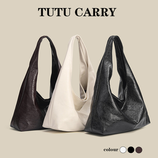 2026美拉德高级感小众油蜡皮单肩包简约百搭大容量通勤托特包包女