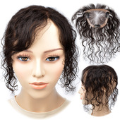 真发长发斜刘海补发块卷发款 头顶遮盖白发增加发量轻薄透气刘海片