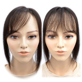 头顶补发片真发发块假发片补发块无痕发块隐形齐刘海轻薄透气直发