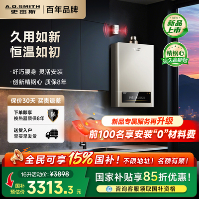 [新品-国补15%]AO史密斯精钢燃气热水器家用小体积恒温16升EC3