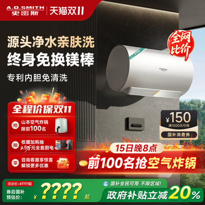 [国补20%]AO史密斯佳尼特电热水器免换镁棒60/80升JC3双棒免清洗