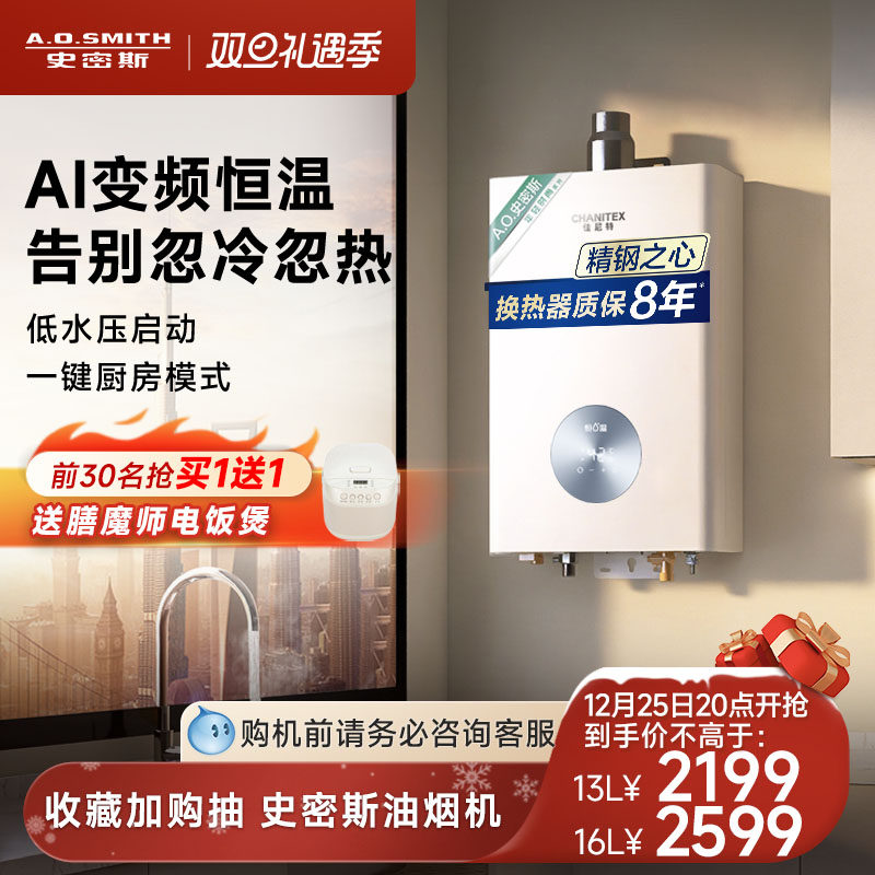 ao史密斯佳尼特13升家用燃气热水器耐用恒温天然气16升TC1官方