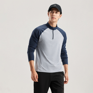 拓路者半开襟户外运动长袖男款秋季磨毛弹力上衣薄绒速干长袖T恤