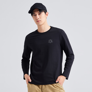拓路者春秋男款纯棉大码长袖T恤时尚刺绣百搭休闲卫衣运动打底衫