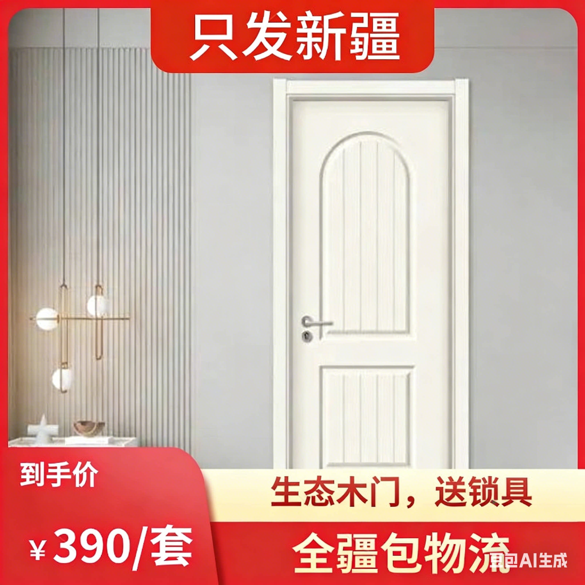 全新疆发货实木复合木门图片