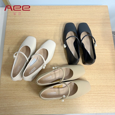 Aee/爱意国风玛丽珍鞋低跟方头