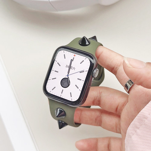 铆钉金属硅胶运动适用iwatch表带
