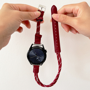 手绳尼龙双圈皮革细款 GT5适用华为GT3手表watch4pro表带苹果9小米