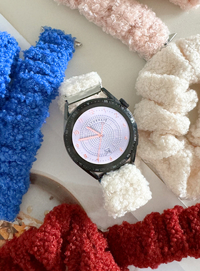 羊羔毛弹力秋冬毛绒GT4适用gt2华为GT3手表watch4pro表带荣耀小米